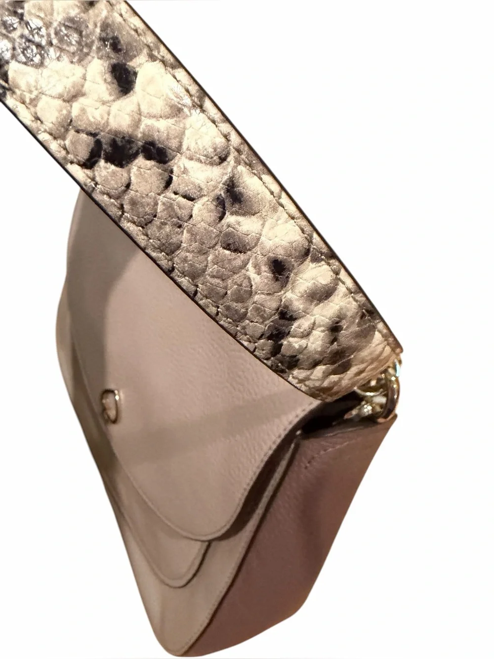 kate spade Kailee taupe & rose burgundy side leather snake print top handle bag